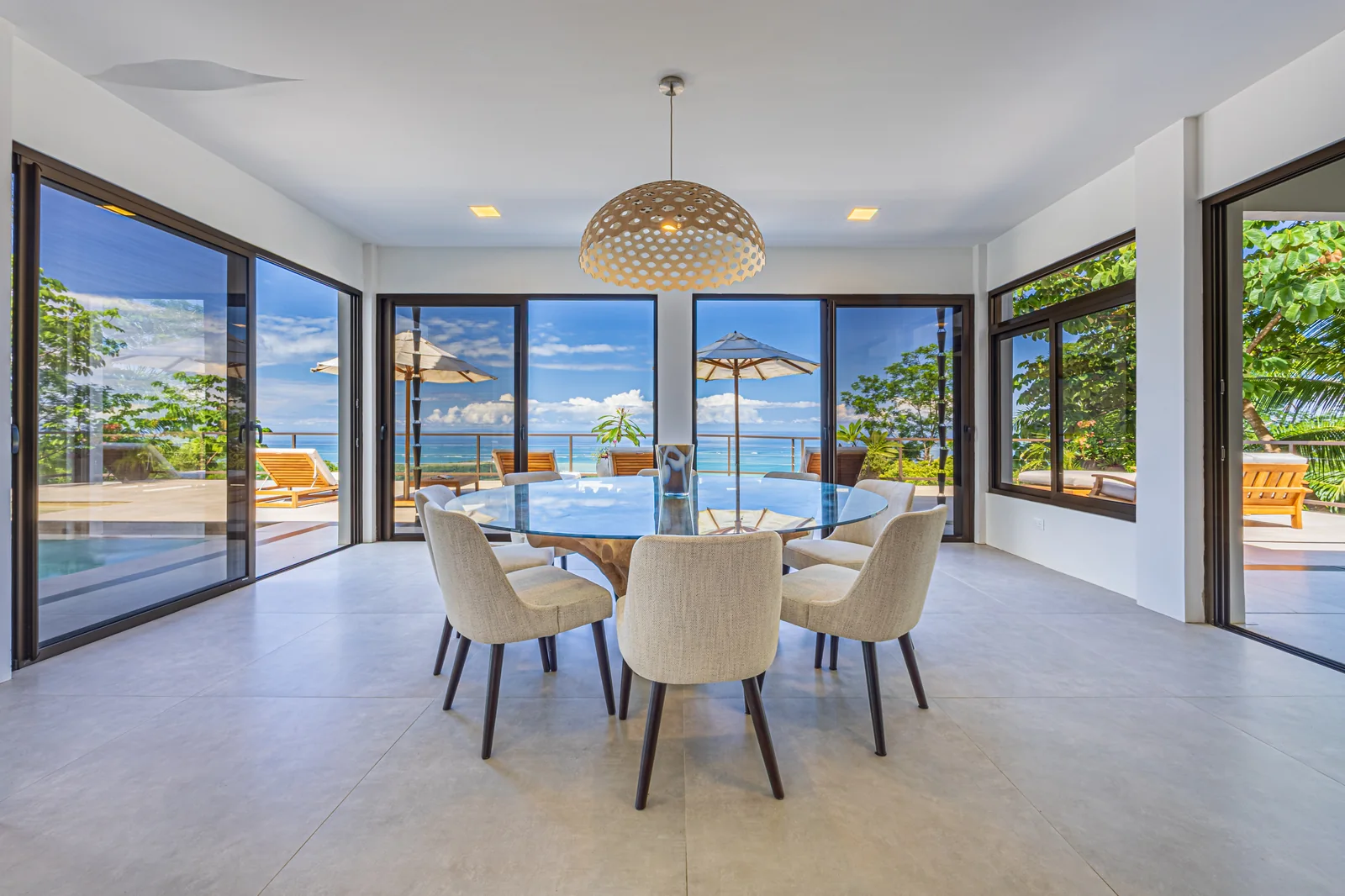 Casa Ballena &mdash; the dining table, set where the view is