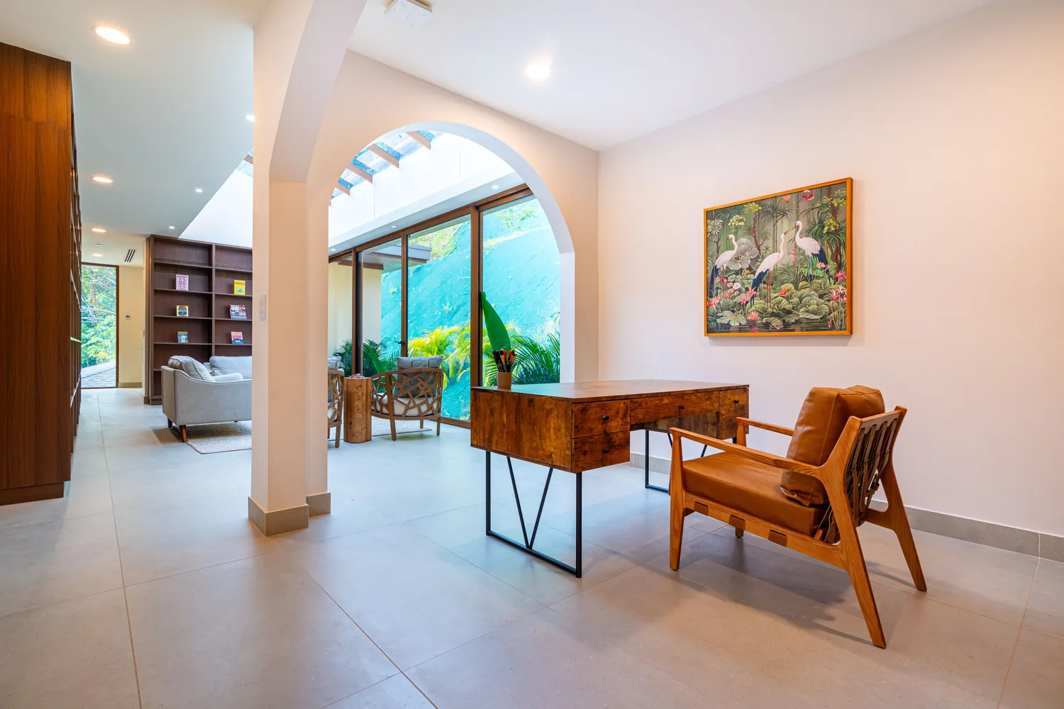 Casa Bella Vi&ntilde;a &mdash; the study, set under an arched opening