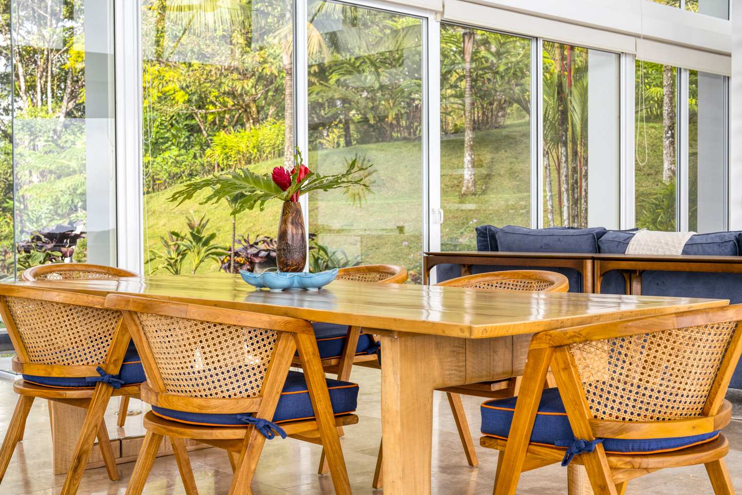 The dining table, set for the view