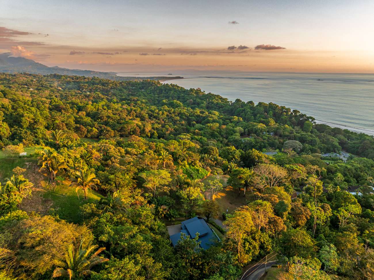 The coast at golden hour from the Playa Hermosa hills