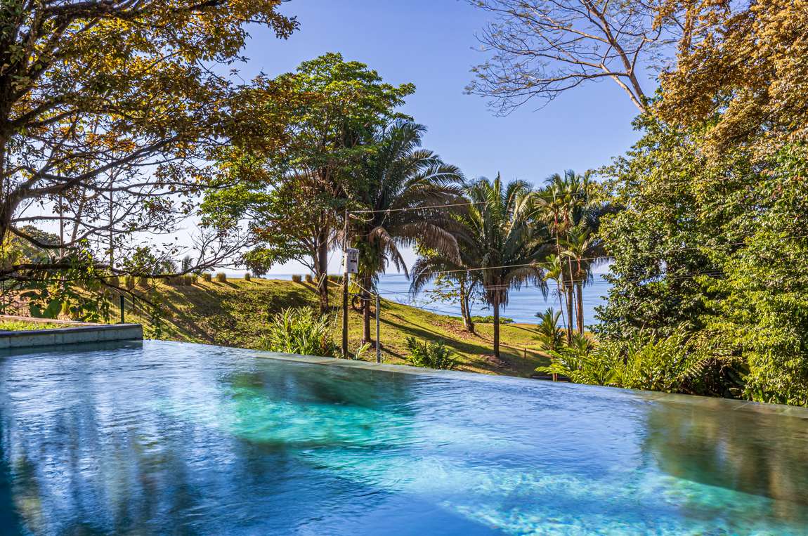 Casa Tango &mdash; The pool, with the Pacific beyond the treeline