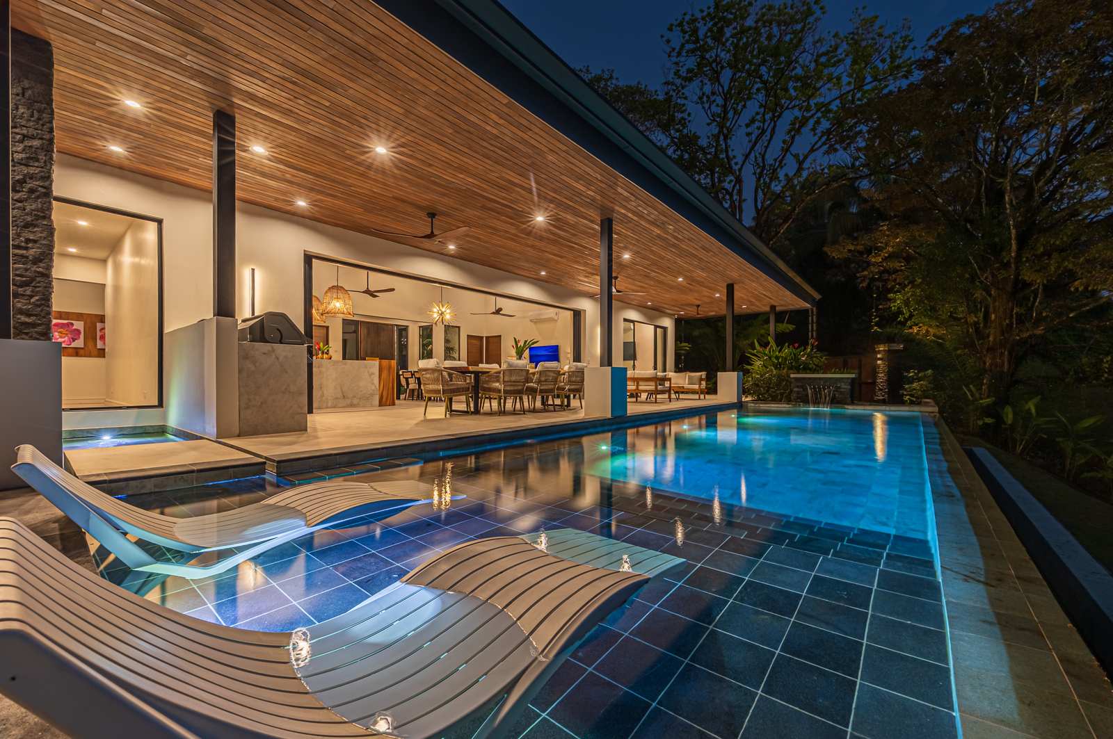 Casa Tango &mdash; The pool lit at dusk