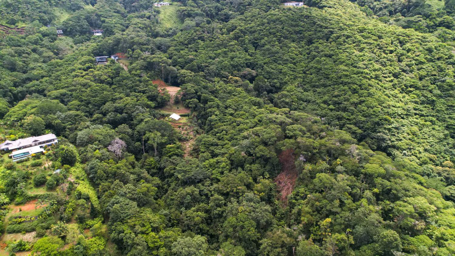 Costa Verde Estates titled lot &mdash; the parcel in its setting, from the air