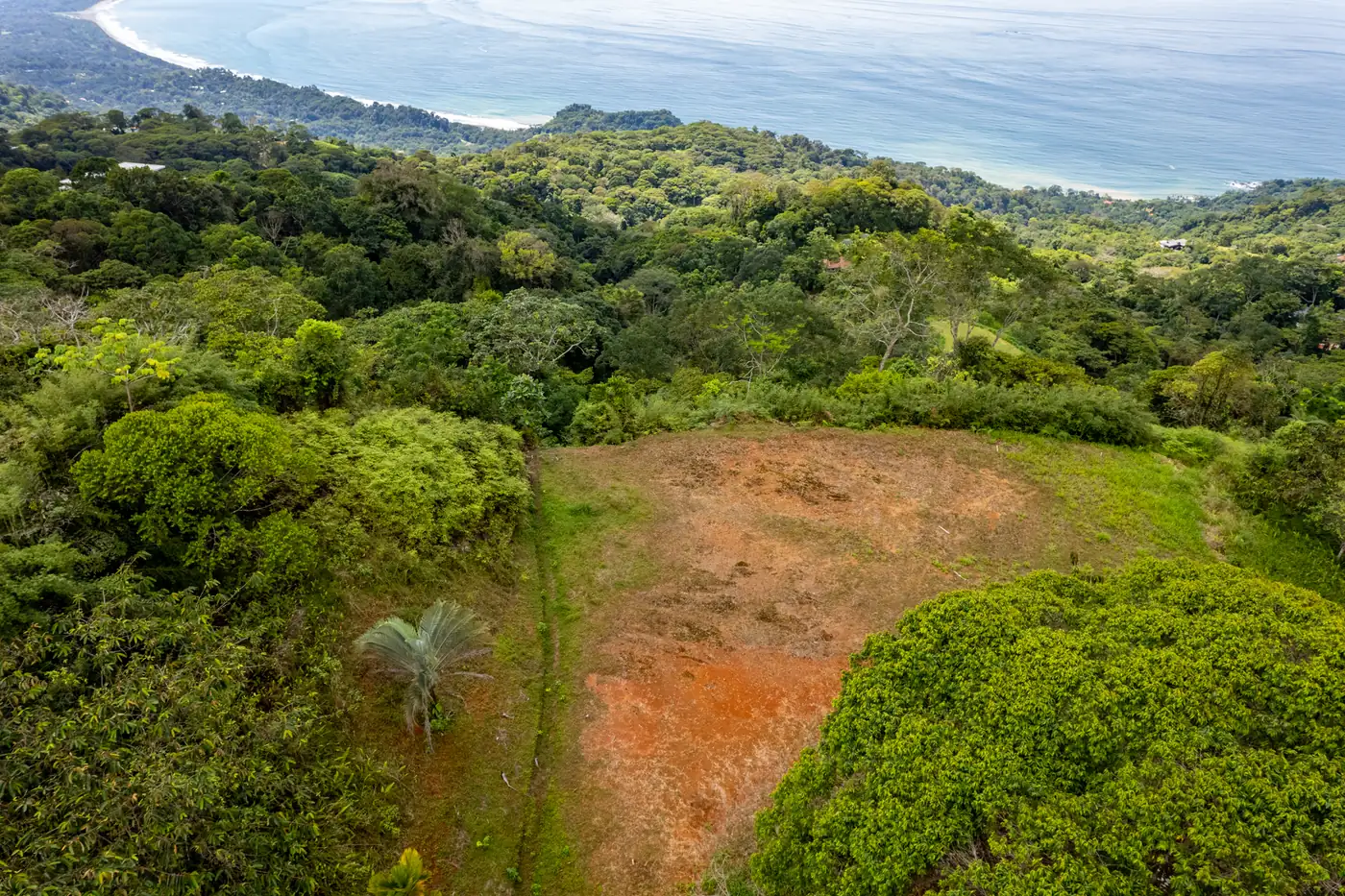 The graded building area on Lot 65, cleared and ready to build