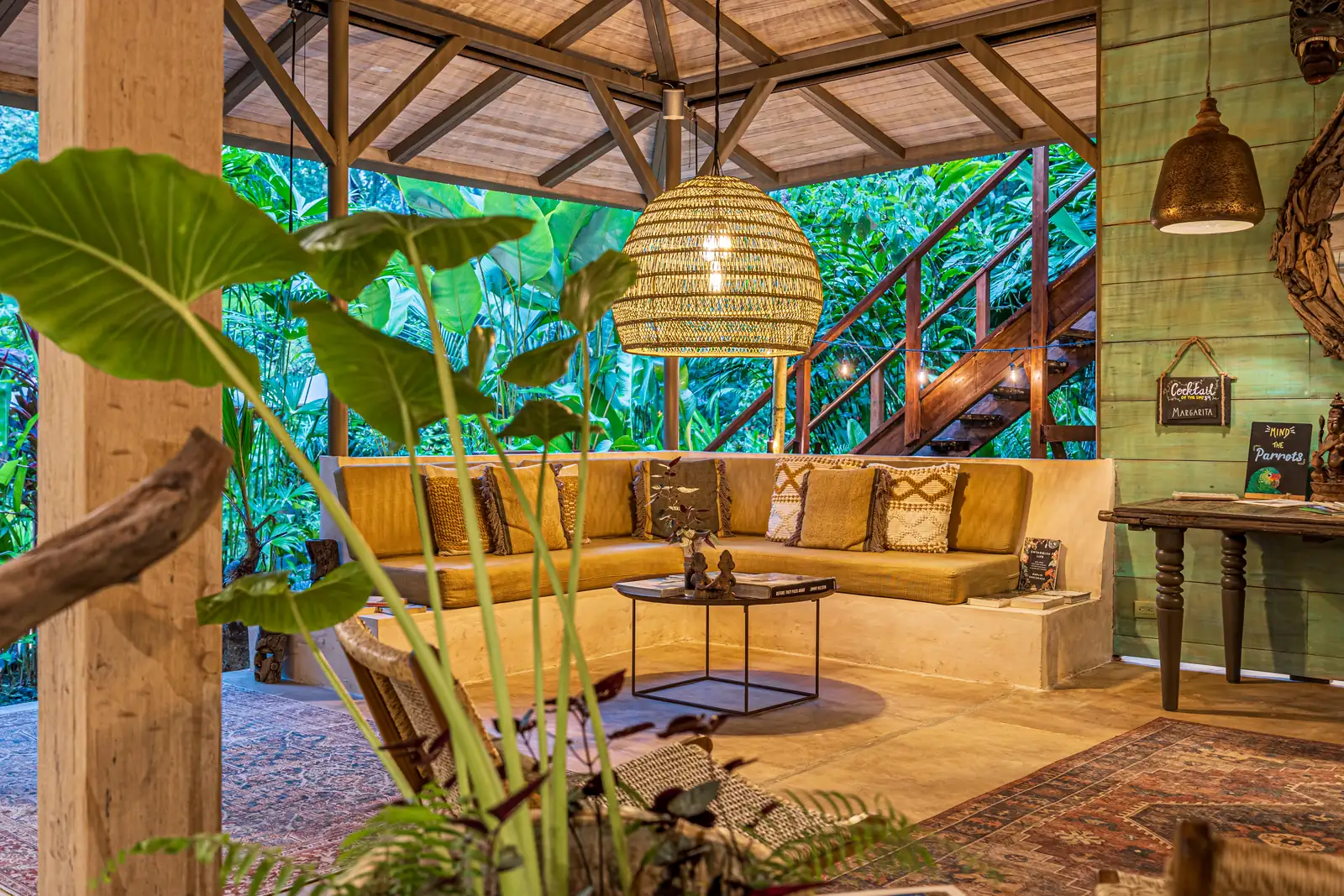 680-acre Golfo Dulce estate &mdash; The open-air lounge, furnished and open to the forest