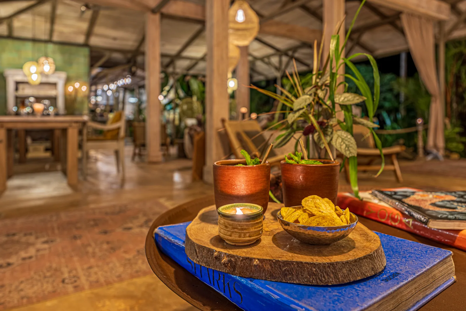 680-acre Golfo Dulce estate &mdash; The long table laid for dinner in the pavilion