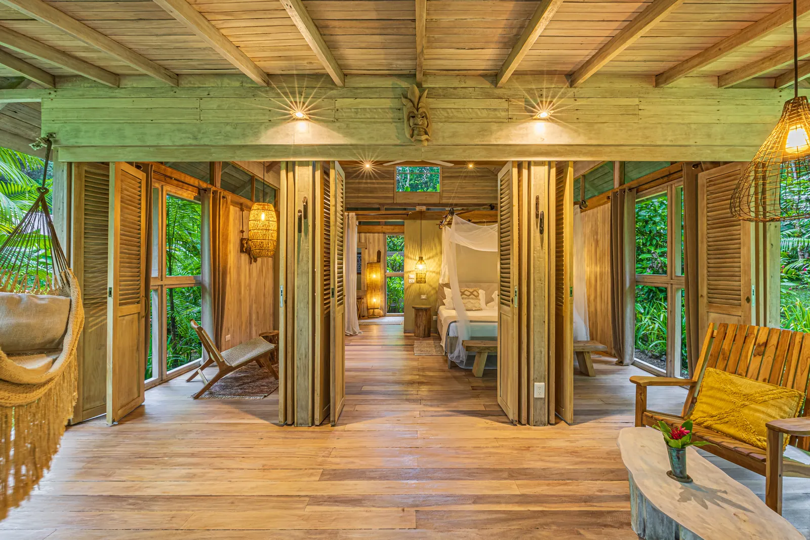 680-acre Golfo Dulce estate &mdash; The sleeping wing, open along its length, with a hammock at the end