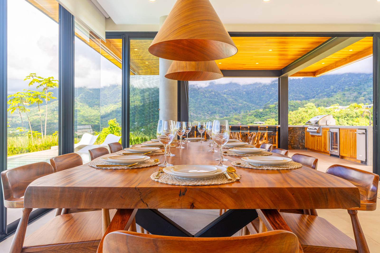 Modern Glass Estate &mdash; Living and dining running together