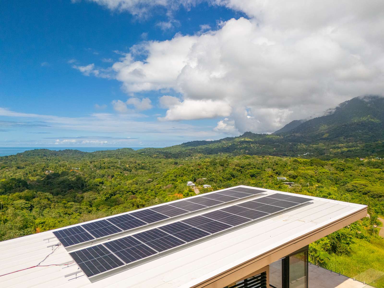 Modern Glass Estate &mdash; The 36-panel solar array, close up