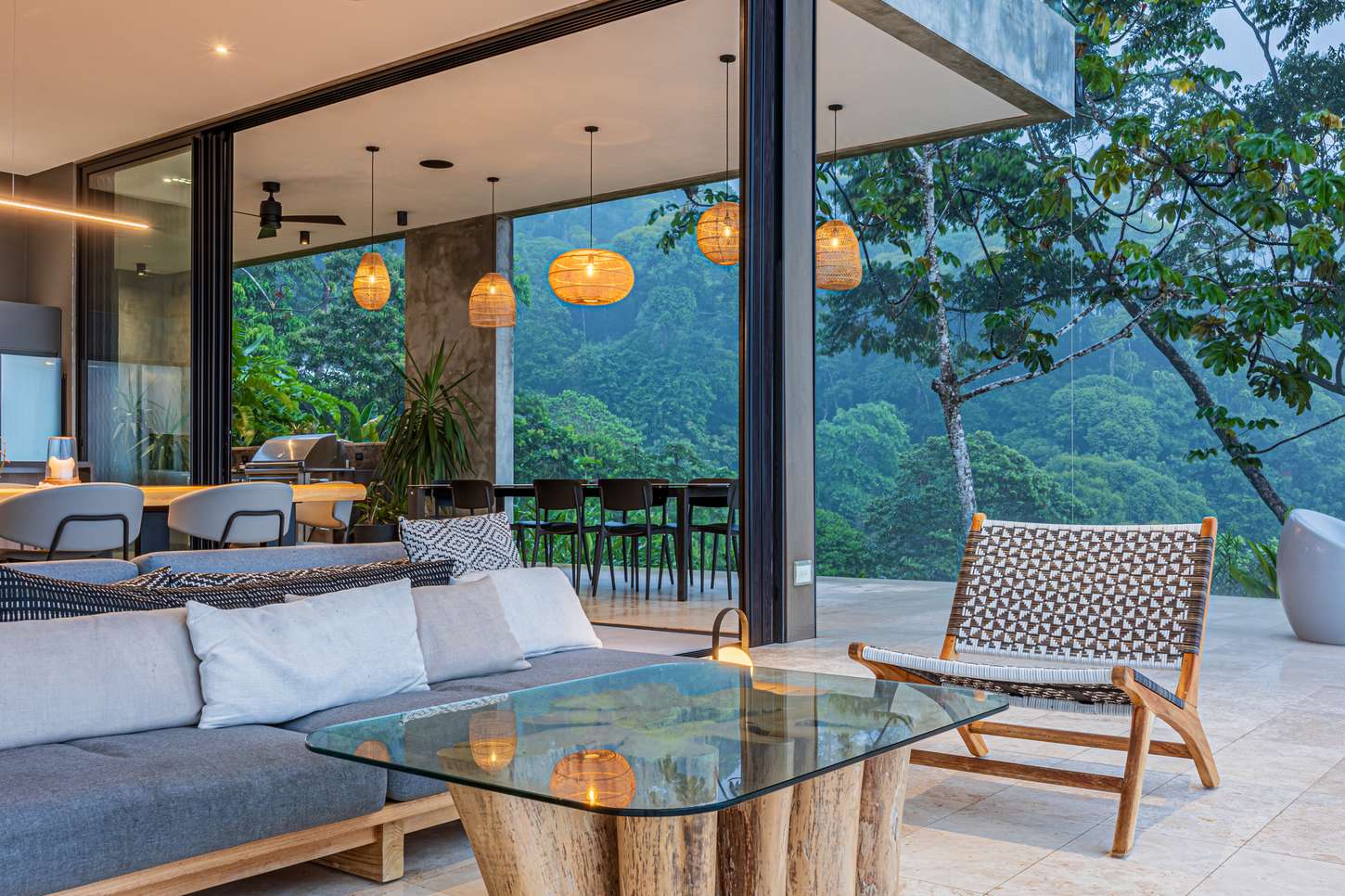 &iexcl;Que Brava! &mdash; the living room open to the terrace