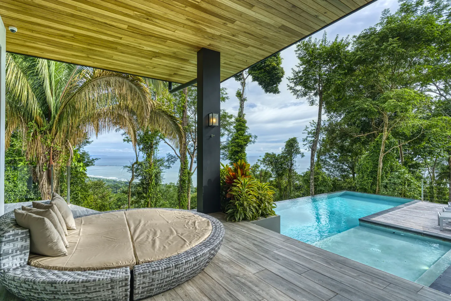 Villa Cosara &mdash; the living room, opened to the pool