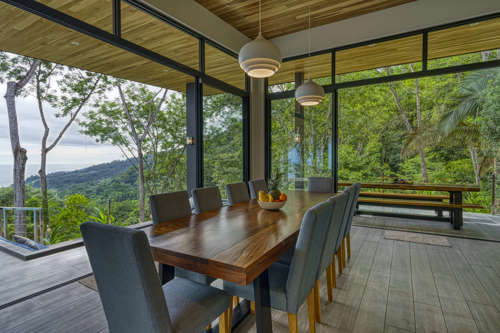 Villa Cosara &mdash; the dining table, facing the trees