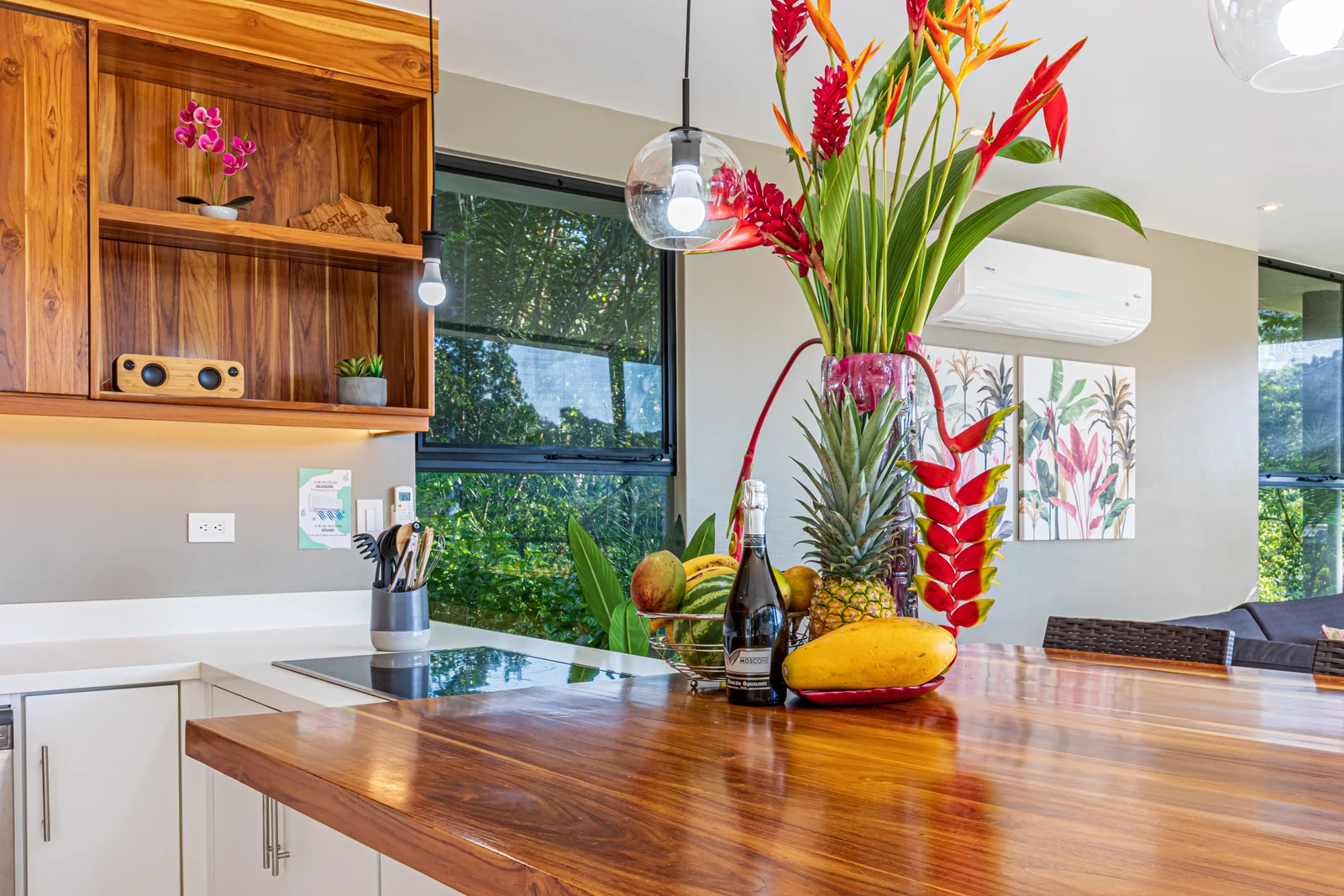Villa las Ramas &mdash; the hardwood counter and open shelving
