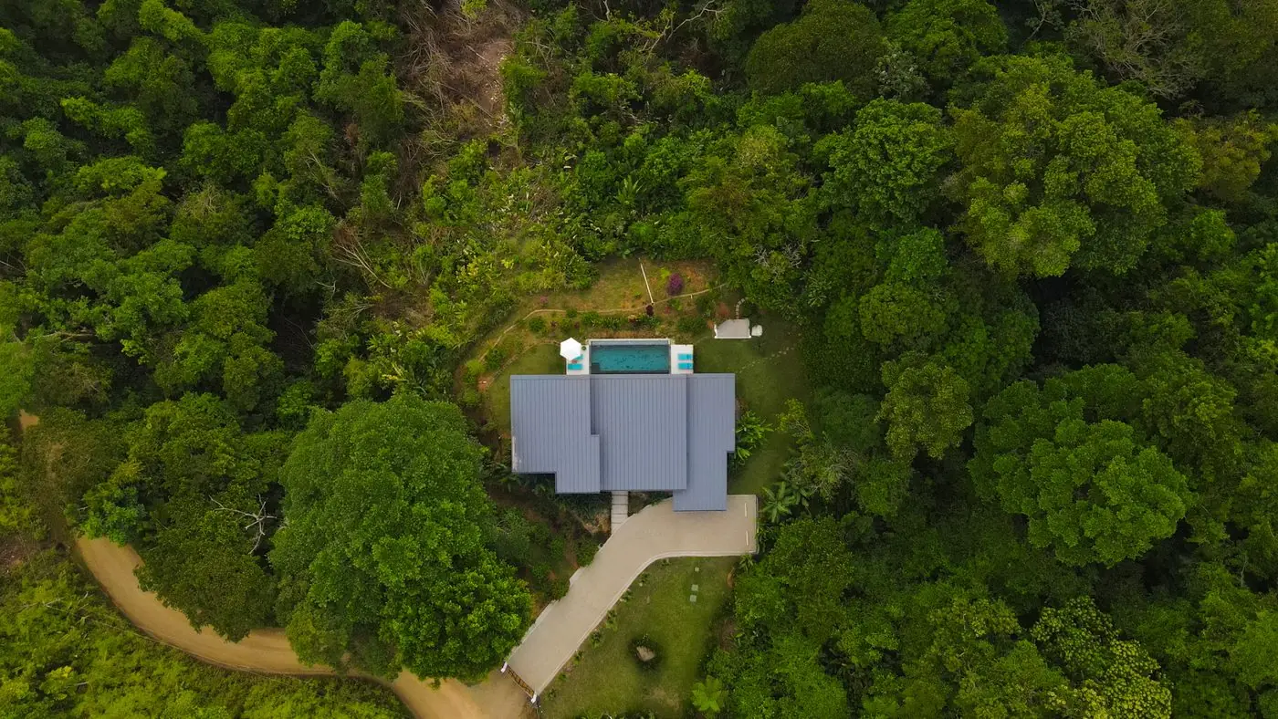 Villa Oro Verde &mdash; an aerial view of the house in its forest clearing