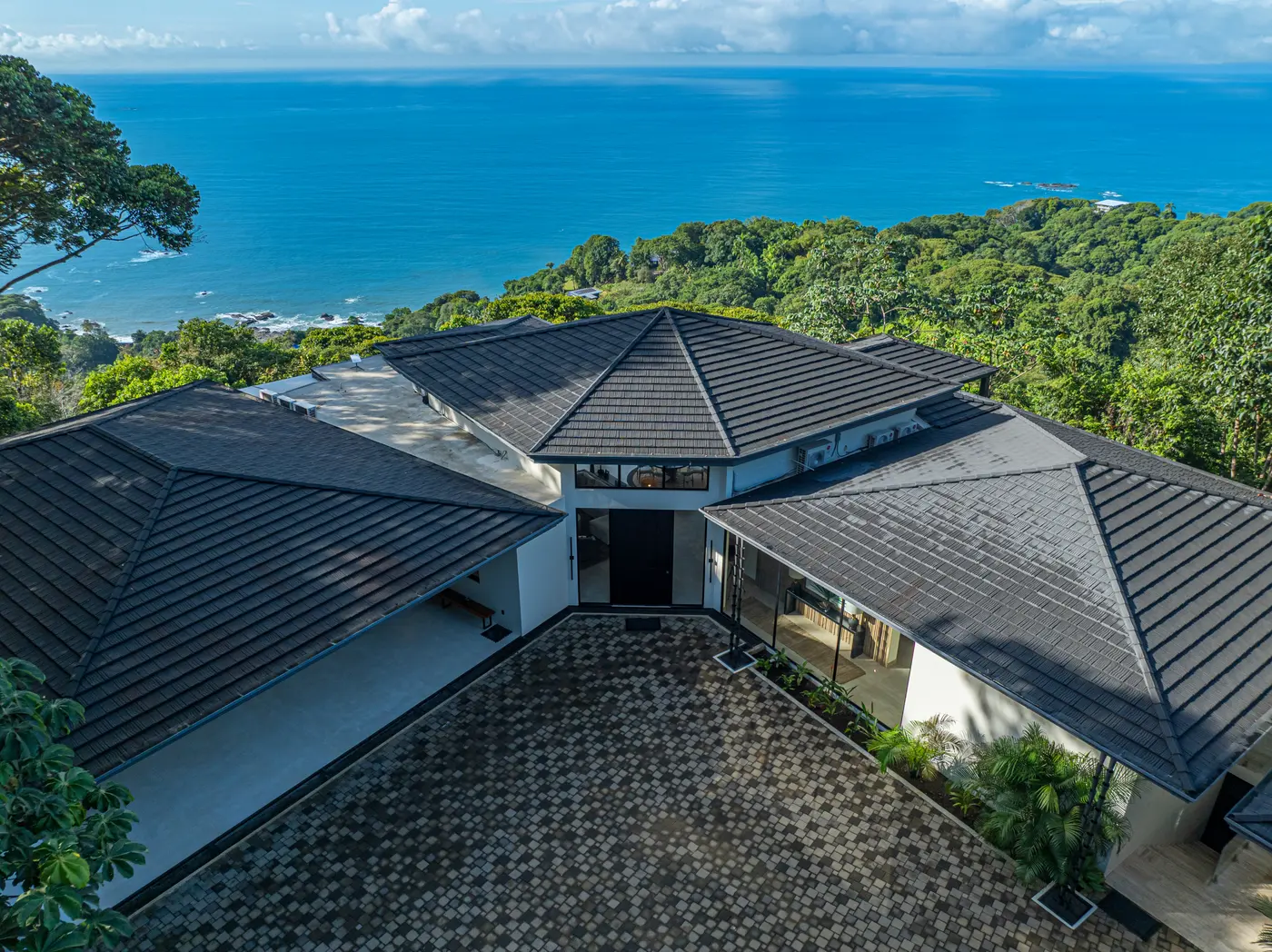 Villa San Martin &mdash; the roofline from above, ocean beyond