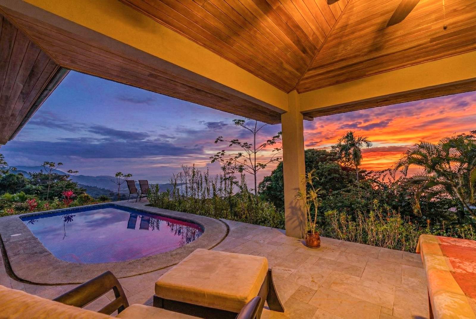The terrace at sunset, looking down the coast
